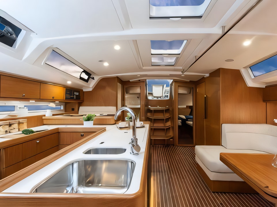 Interior of Bavaria Cruiser 56 sail boat with 5 cabins Croatia yacht charter