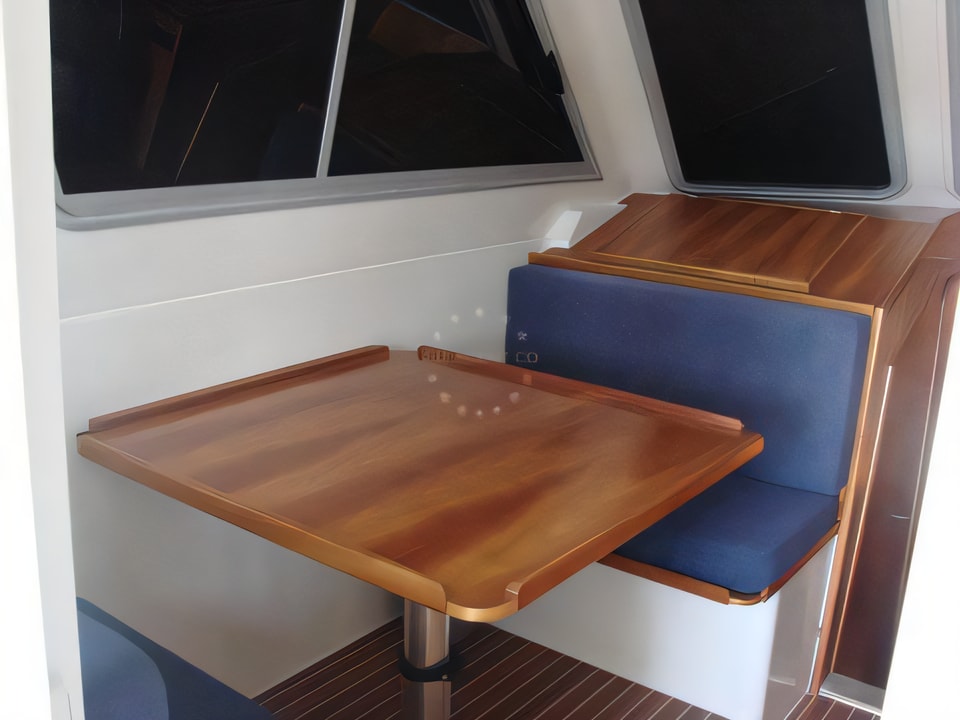 Interior of Adria 1002 motor boat with 3 cabins Croatia yacht charter