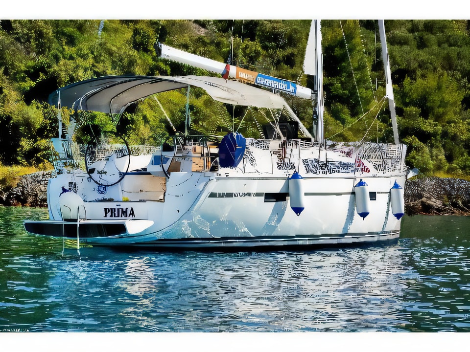Exterior overview of Bavaria Cruiser 37 sail boat for charter from Biograd Marina Kornati in the Kornati sailing area Croatia