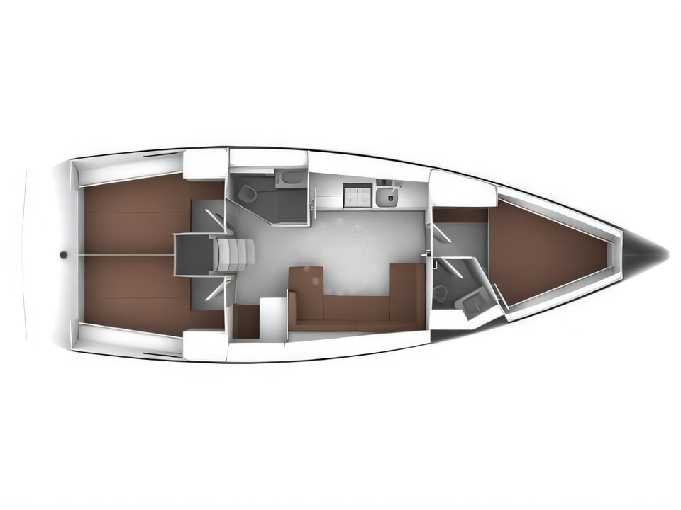 Layout of Bavaria Cruiser 41 sail boat with 3 cabins Croatia yacht charter