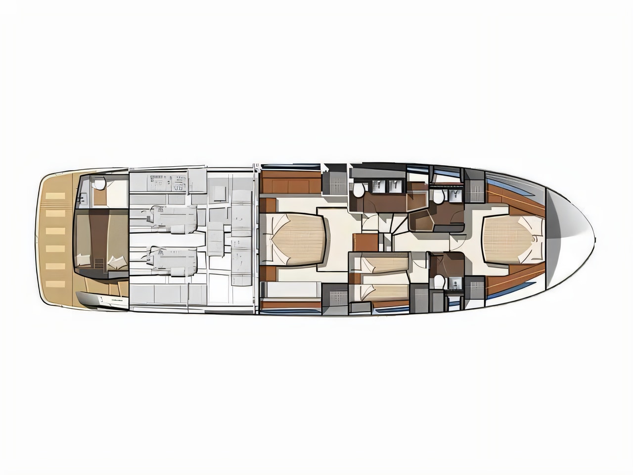 Interior of Prestige 620 S motoryacht with 3 cabins Croatia yacht charter
