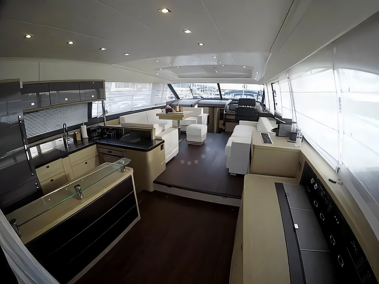 Layout of Prestige 620 S motoryacht with 3 cabins Croatia yacht charter