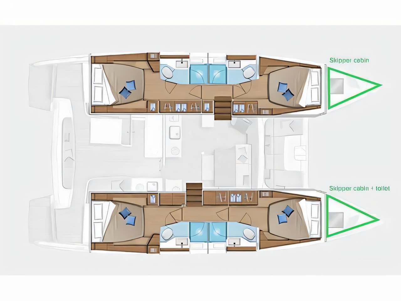 Interior of Lagoon 46 catamaran with 4 cabins Croatia yacht charter