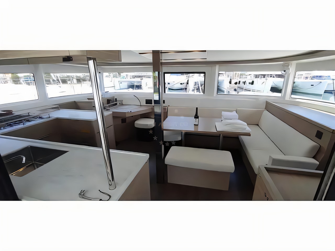 Layout of Lagoon 46 catamaran with 4 cabins Croatia yacht charter