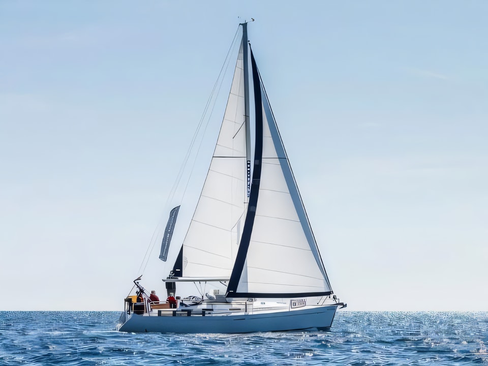 Exterior overview of Dufour 385 GL sail boat for charter from Sibenik Marina Mandalina in the Sibenik sailing area Croatia