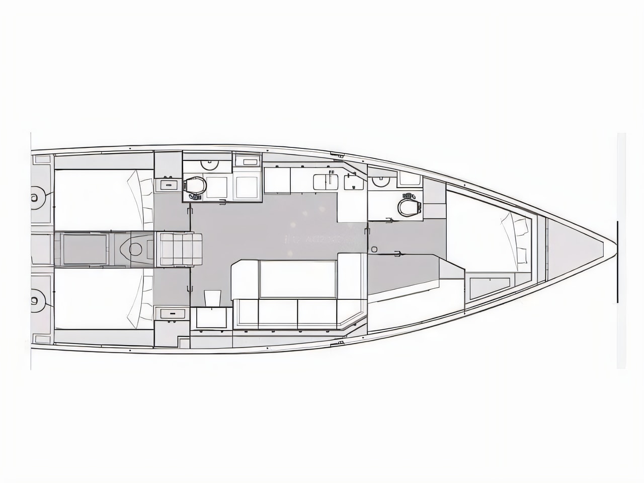 Interior of Elan Impression 43 sail boat with 4 cabins Croatia yacht charter