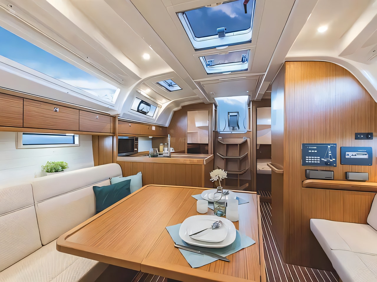 Layout of Bavaria Cruiser 37 Style sail boat with 3 cabins Croatia yacht charter