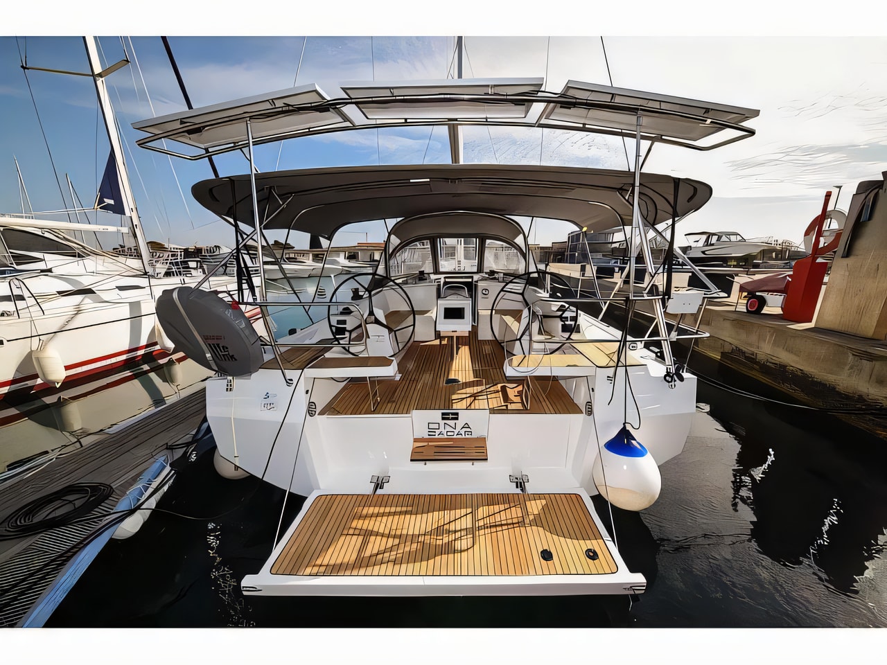 Exterior overview of Bavaria C42 sail boat for charter from Zadar Marina Borik in the Zadar sailing area Croatia