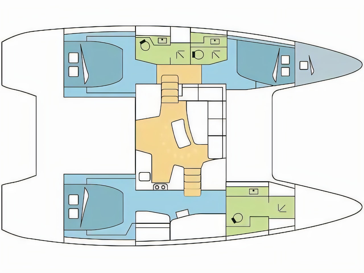 Interior of Lagoon 42 Owner version catamaran with 3 cabins Croatia yacht charter