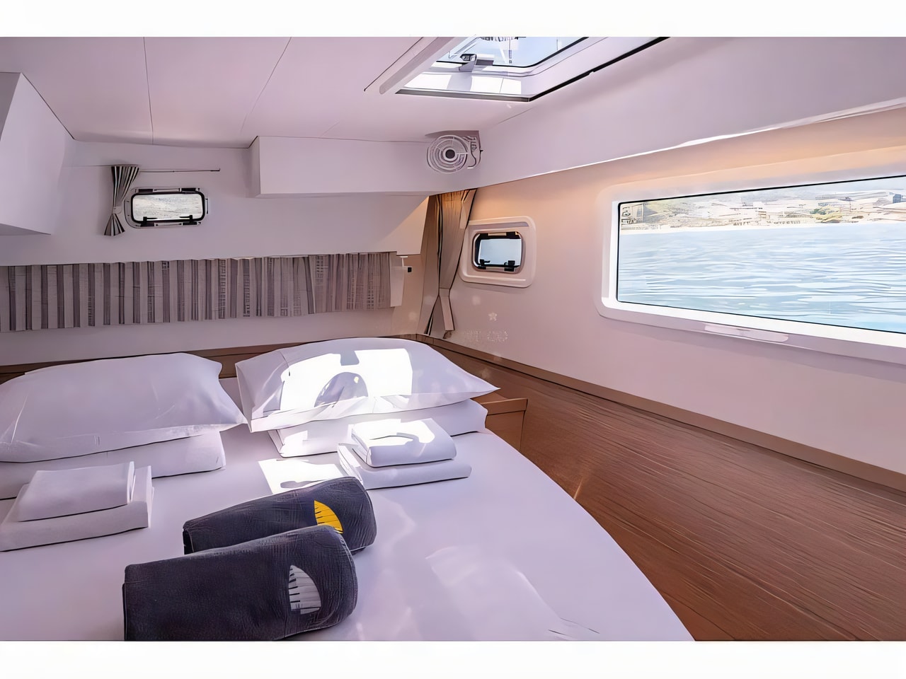 Layout of Lagoon 42 Owner version catamaran with 3 cabins Croatia yacht charter
