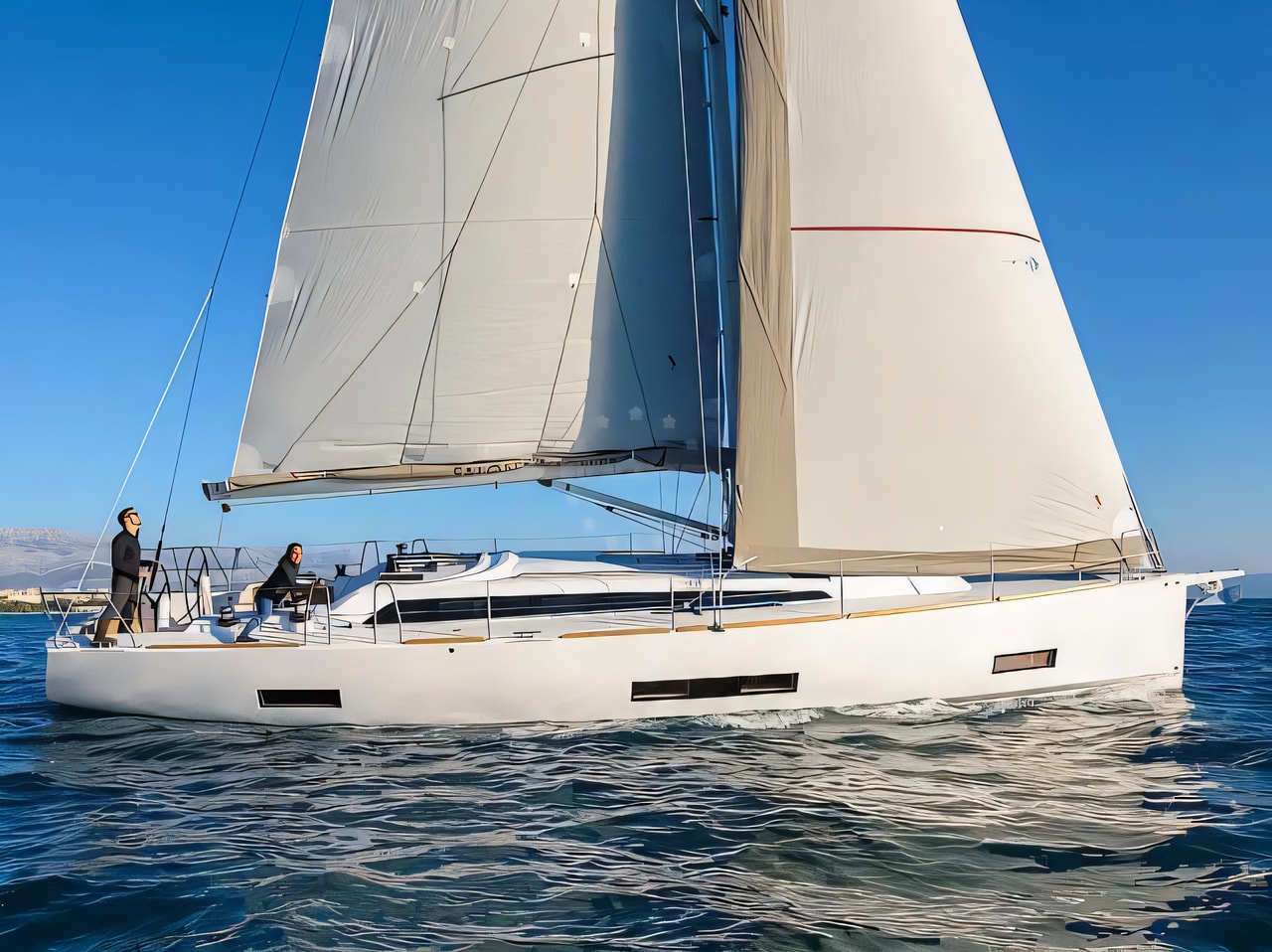 Exterior overview of Salona 46 sail boat for charter from Kastela Gomilica Marina in the Split sailing area Croatia