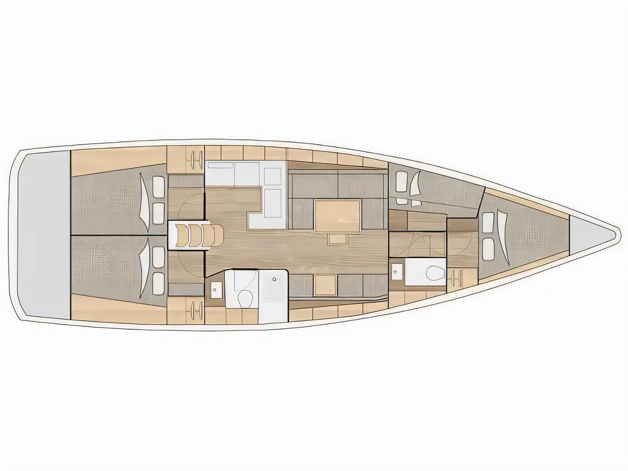 Interior of Salona 46 sail boat with 4 cabins Croatia yacht charter