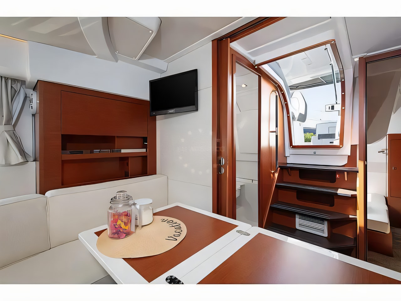 Layout of Leader 36 motor boat with 2 cabins Croatia yacht charter