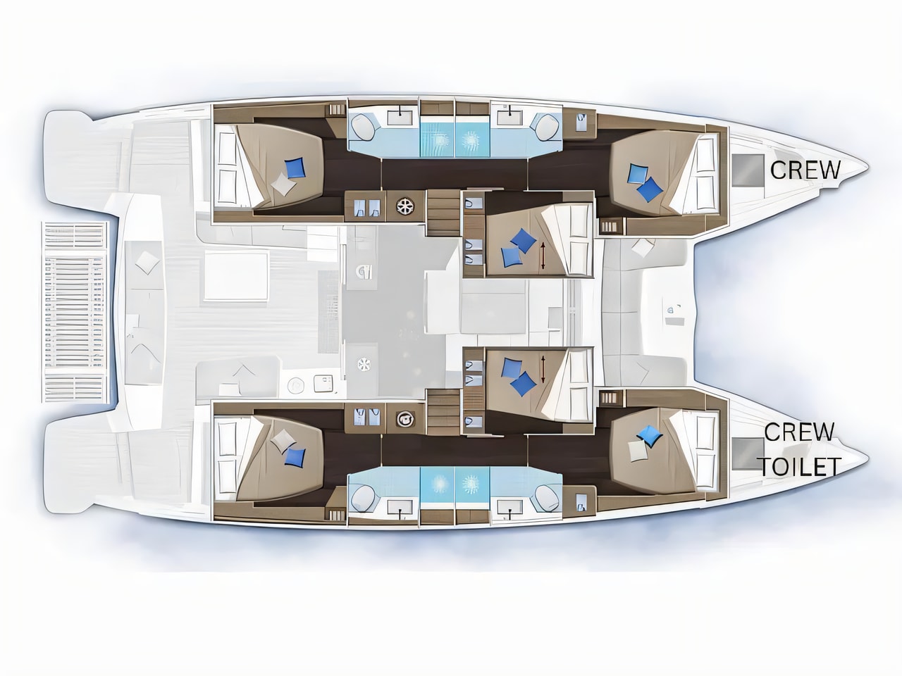 Interior of Lagoon 51 catamaran with 7 cabins Croatia yacht charter