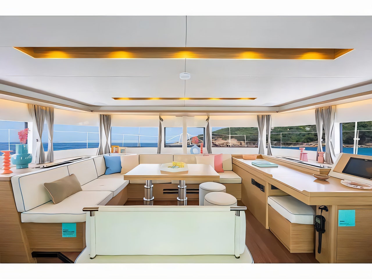 Layout of Lagoon 51 catamaran with 7 cabins Croatia yacht charter