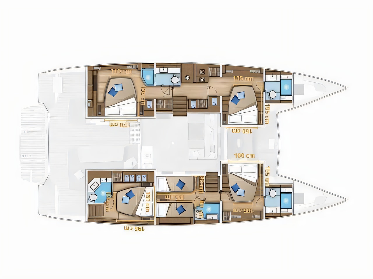 Interior of Lagoon 55 catamaran with 7 cabins Croatia yacht charter
