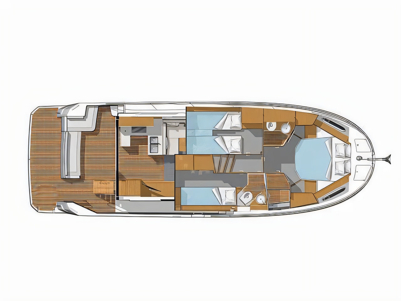 Interior of Swift Trawler 41 motor boat with 3 cabins Croatia yacht charter