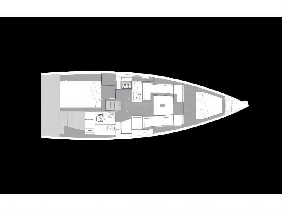 Layout of Elan E4 sail boat with 2 cabins Croatia yacht charter
