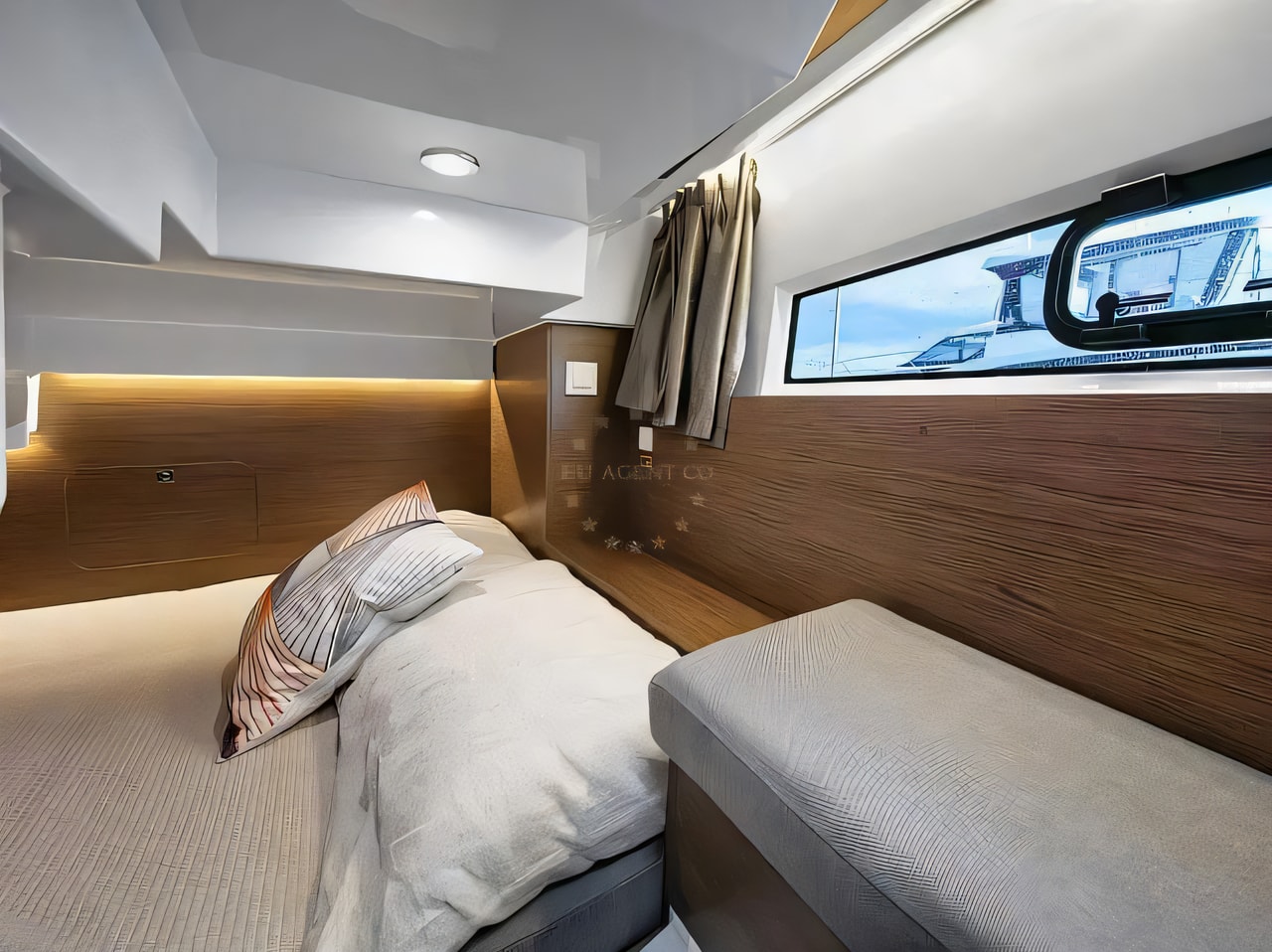 Layout of Merry Fisher 895 motor boat with 2 cabins Croatia yacht charter