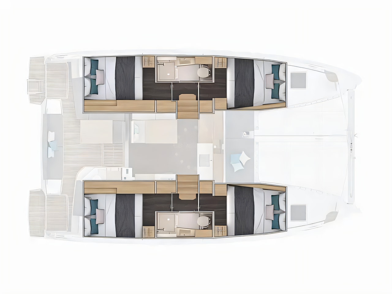 Interior of Lagoon 38 catamaran with 6 cabins Croatia yacht charter