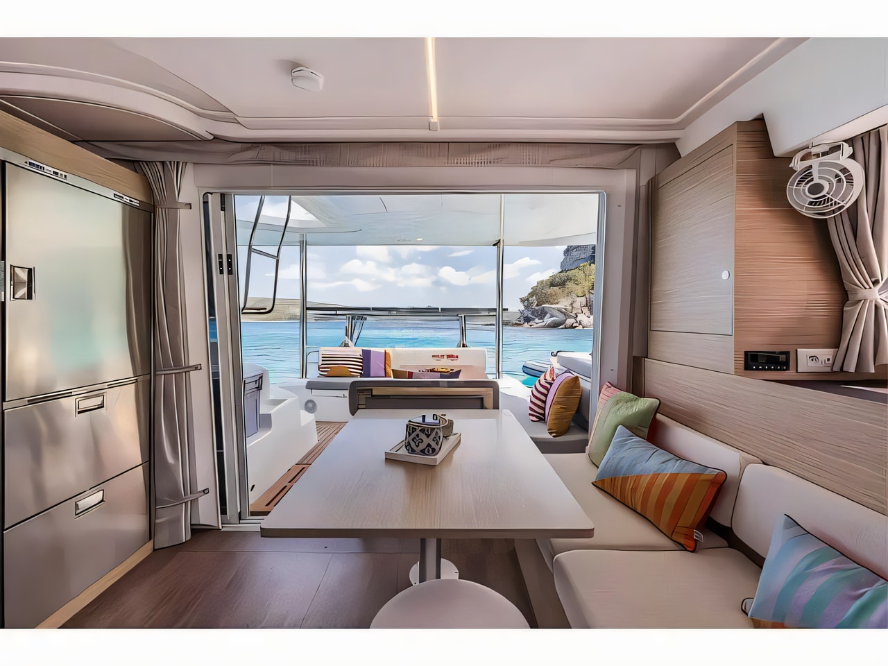 Layout of Lagoon 38 catamaran with 6 cabins Croatia yacht charter