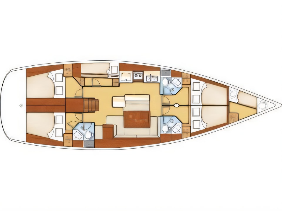 Oceanis 50 Family yacht layout 5 cabins Croatia charter