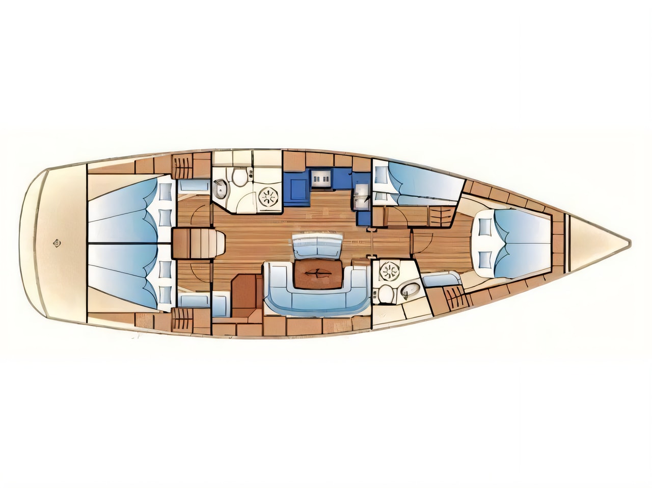 Interior of Bavaria 46 Cruiser sail boat with 4 cabins Croatia yacht charter