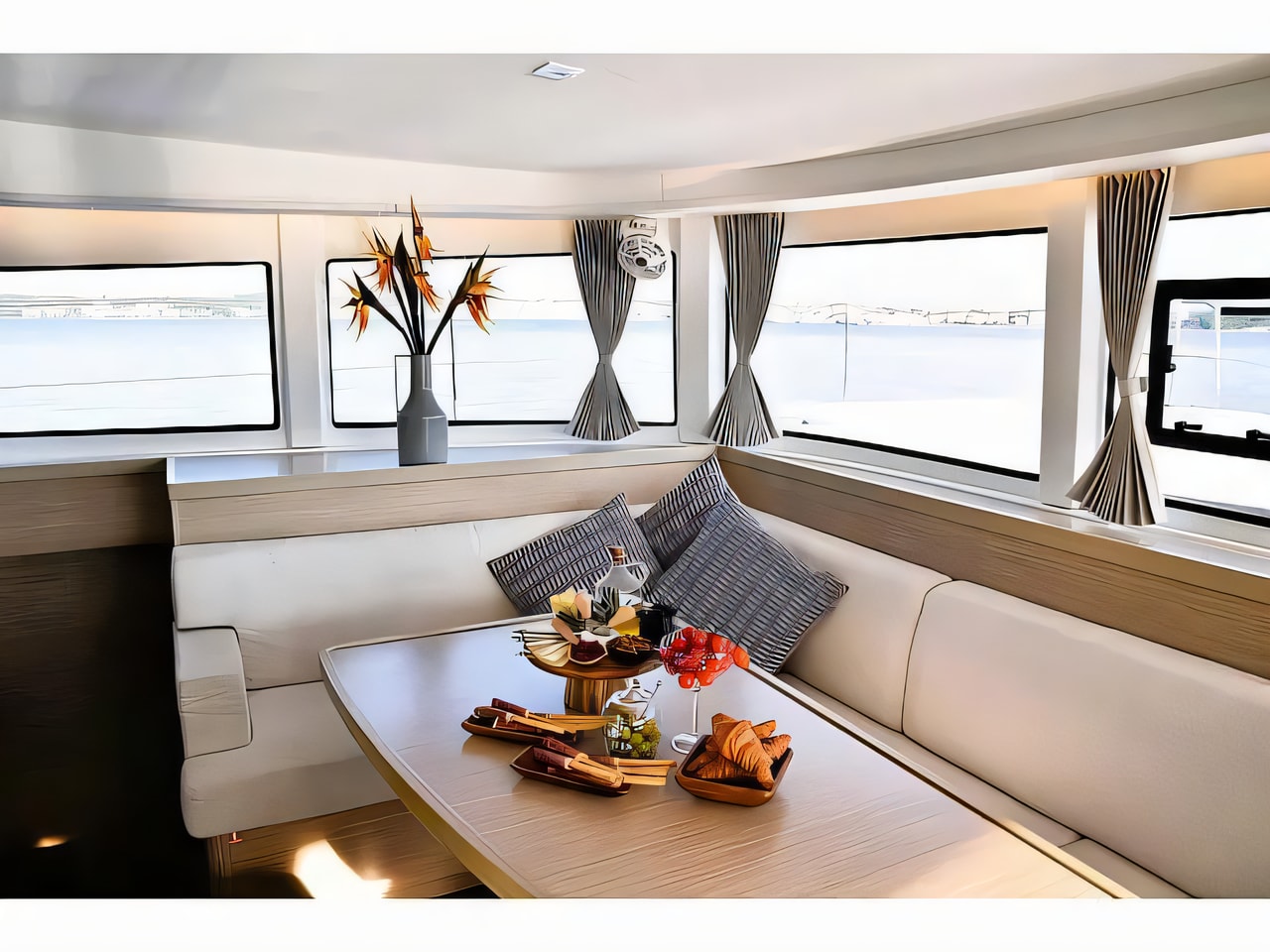 Layout of Lagoon 42 catamaran with 6 cabins Croatia yacht charter