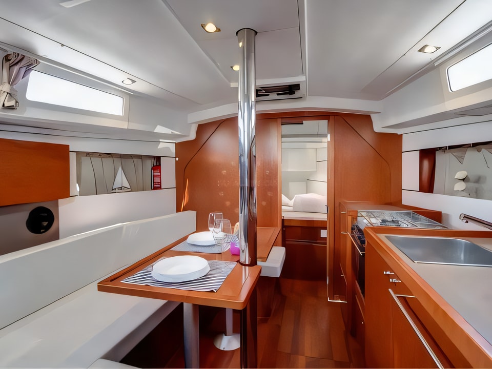 Interior of Beneteau Oceanis 35 sail boat with 3 cabins Croatia yacht charter
