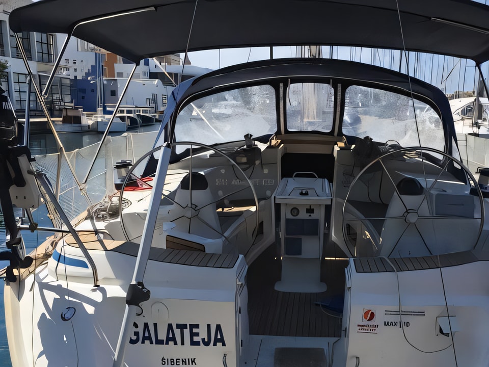 Exterior overview of Bavaria 44 sail boat for charter from Zadar Marina Zadar in the Zadar sailing area Croatia