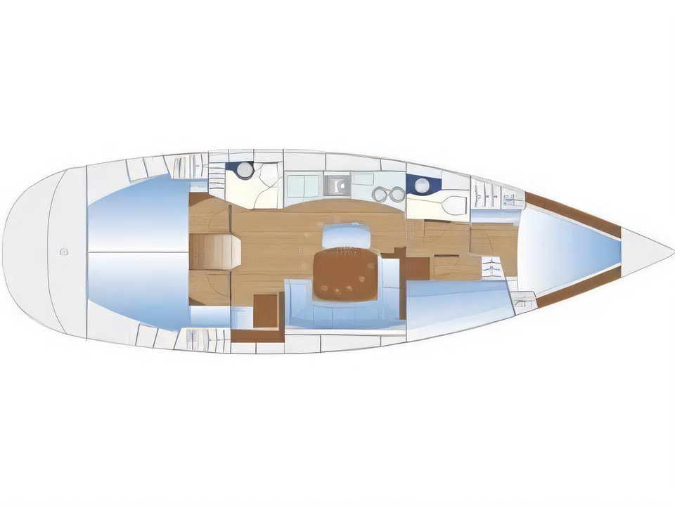 Layout of Bavaria 44 sail boat with 4 cabins Croatia yacht charter