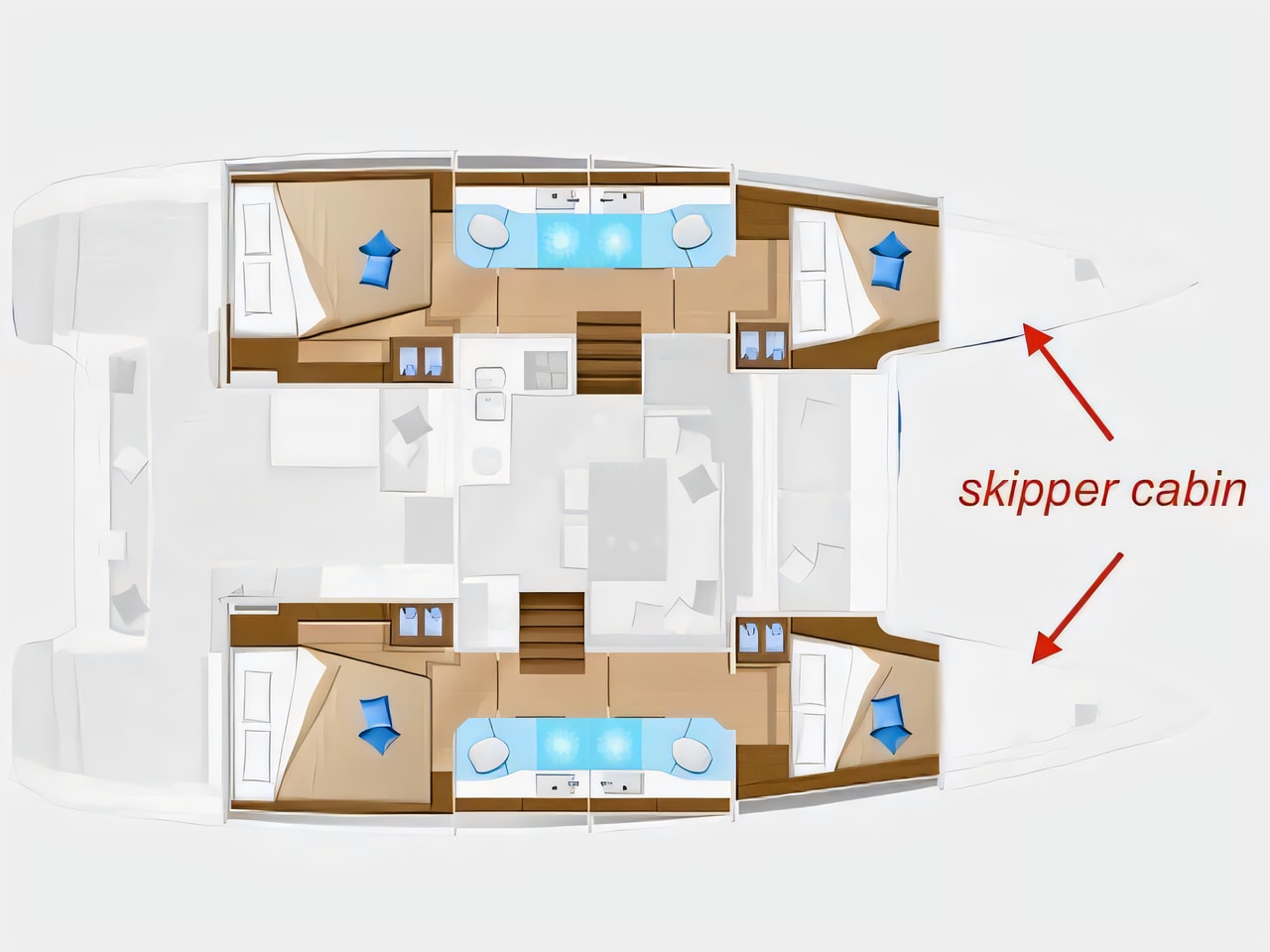 Interior of Lagoon 40 catamaran with 4 cabins Croatia yacht charter