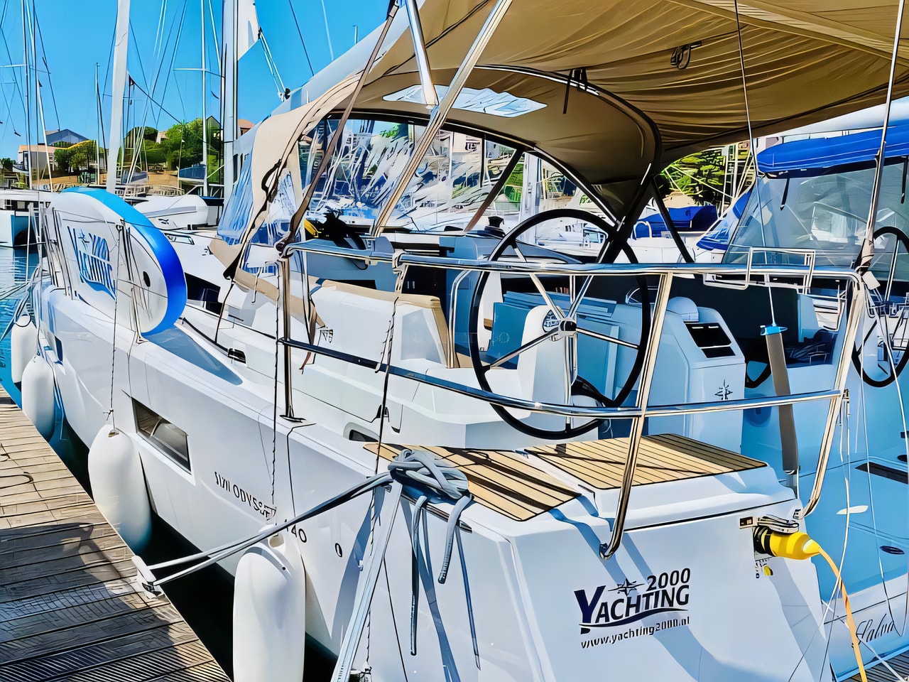 Exterior overview of Sun Odyssey 440 sail boat for charter from Sibenik Marina Mandalina in the Sibenik sailing area Croatia