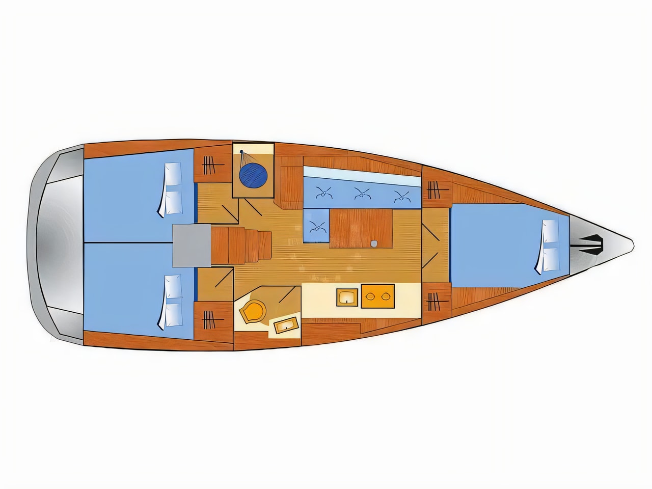 Interior of Oceanis 38.1 7 Personen sail boat with 3 cabins Croatia yacht charter