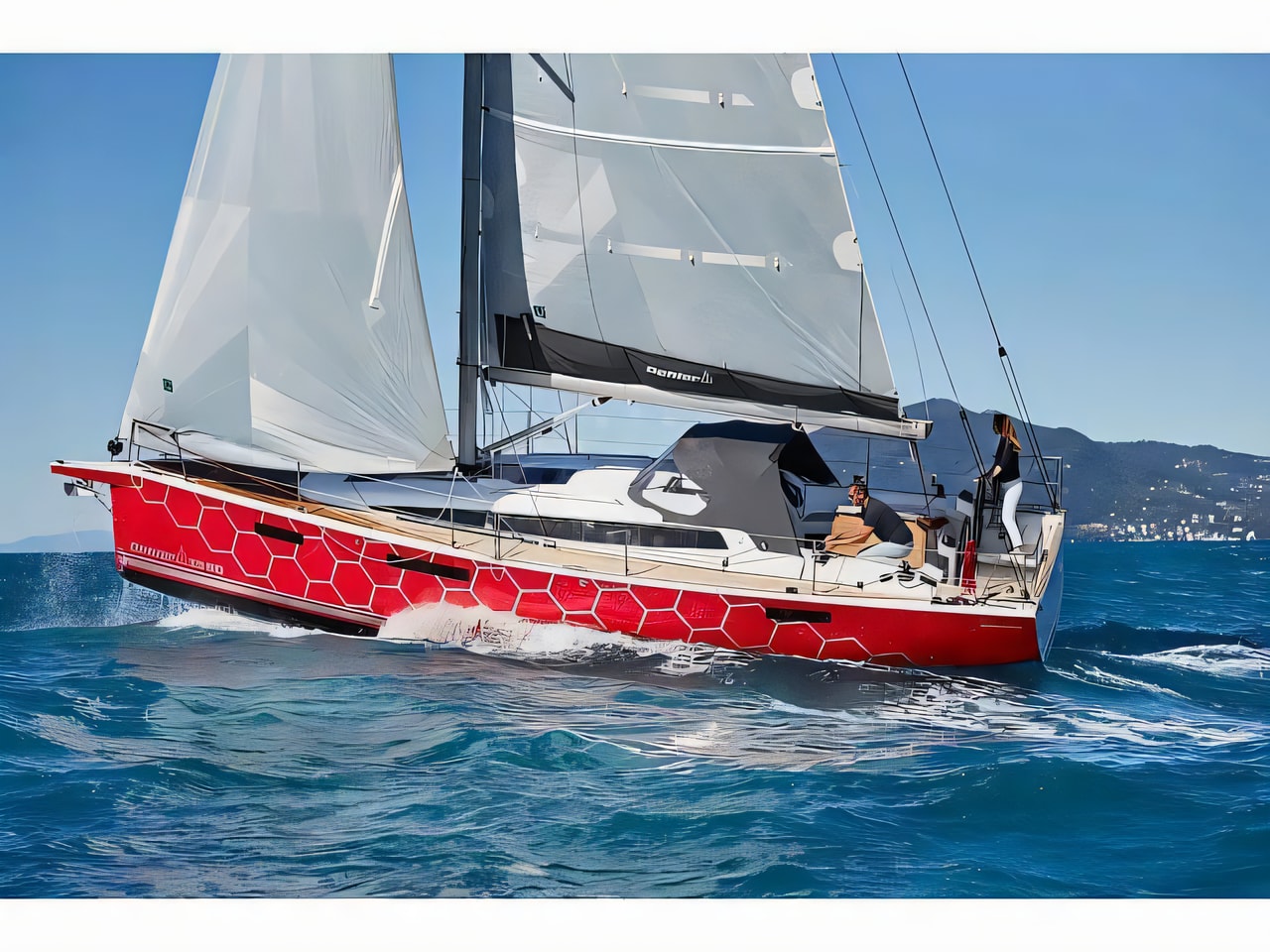 Exterior overview of Dehler 38 SQ sail boat for charter from Krk Marina Punat in the Istria / Kvarner sailing area Croatia