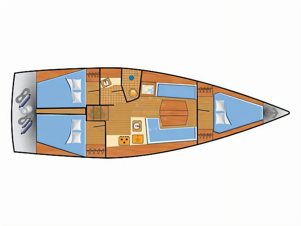 Interior of Dehler 38 SQ sail boat with 3 cabins Croatia yacht charter