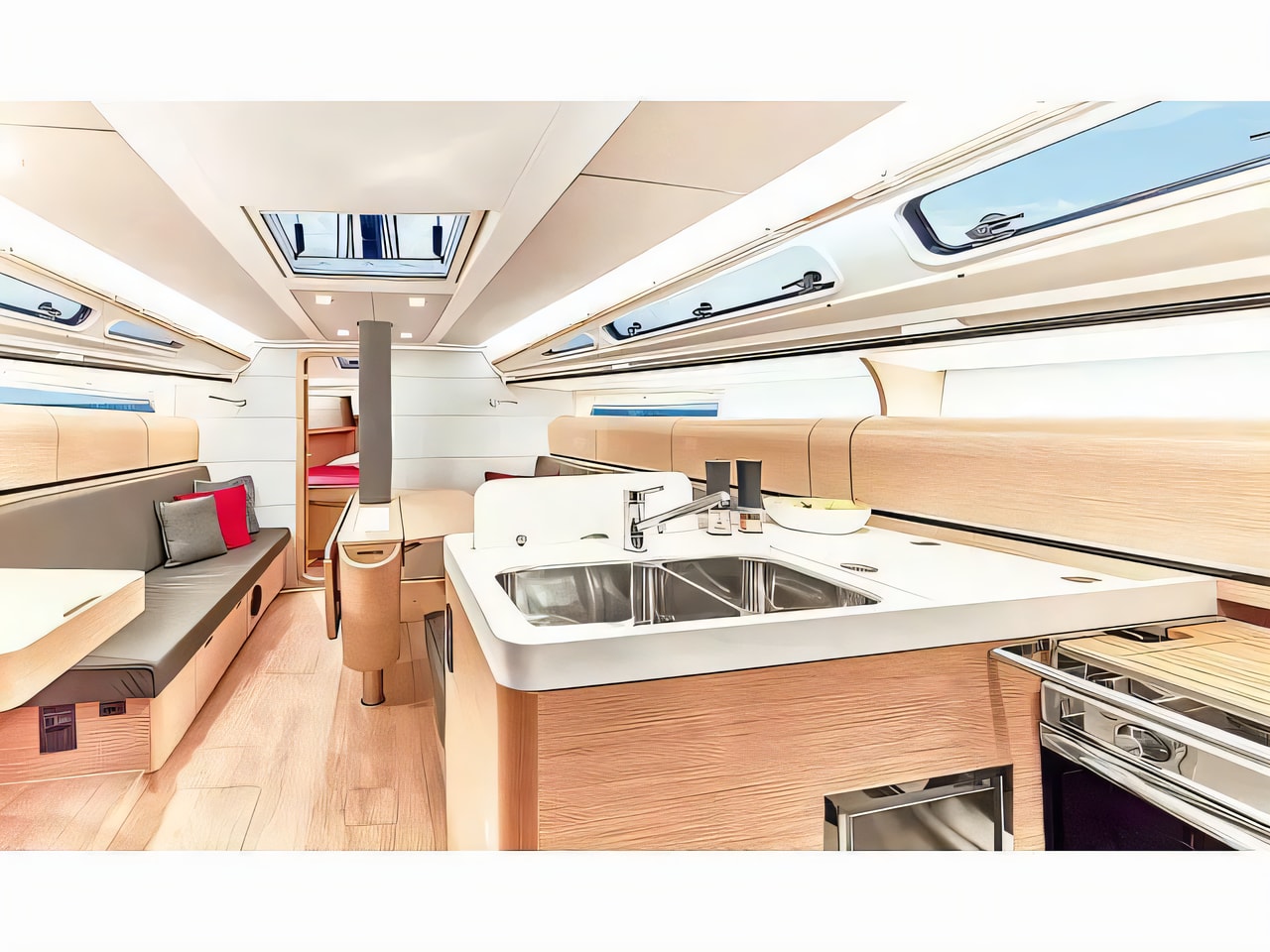 Layout of Dehler 38 SQ sail boat with 3 cabins Croatia yacht charter