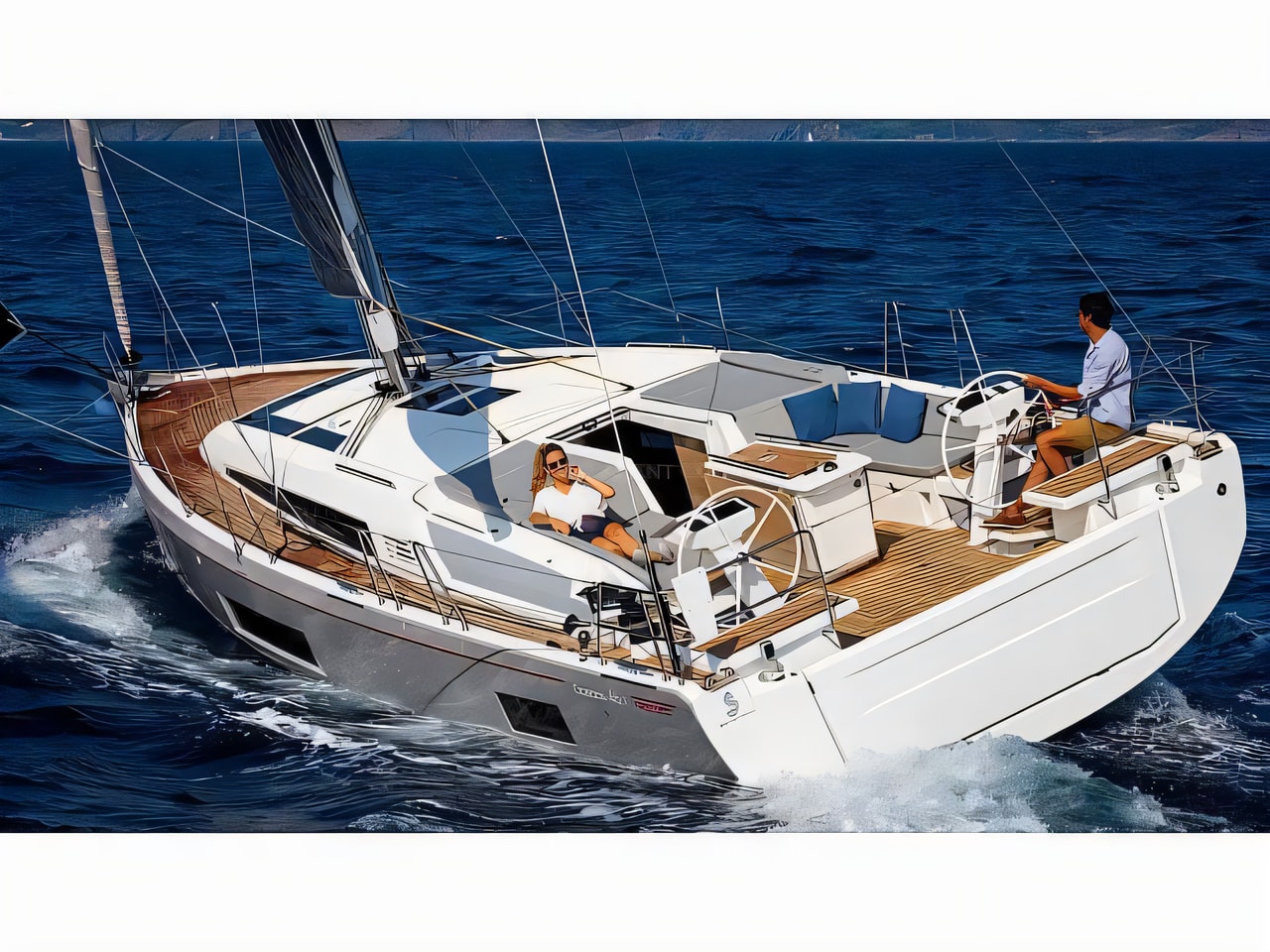 Exterior overview of Oceanis 46.1 sail boat for charter from Krk Marina Punat in the Istria / Kvarner sailing area Croatia