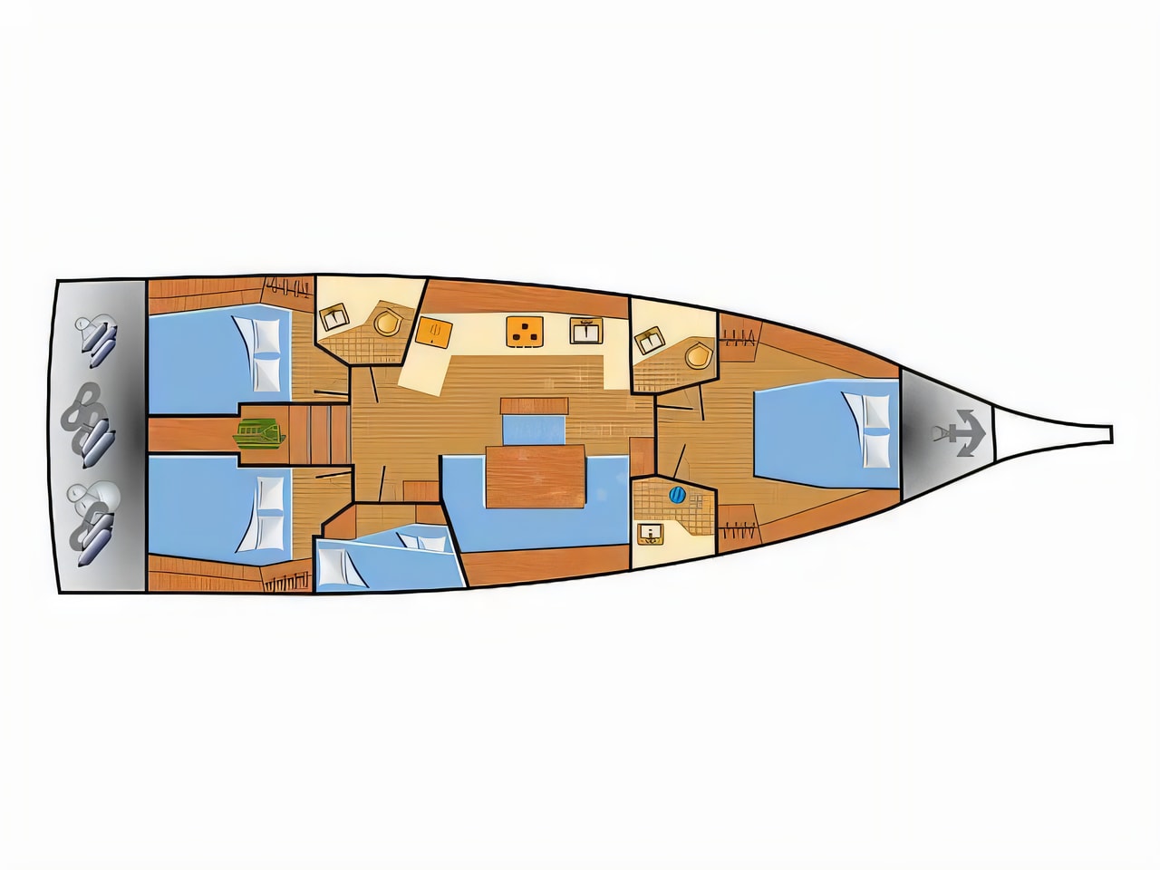 Interior of Oceanis 46.1 sail boat with 4 cabins Croatia yacht charter