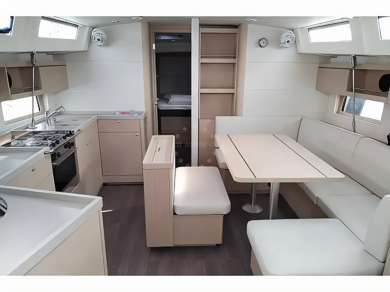 Layout of Oceanis 46.1 sail boat with 4 cabins Croatia yacht charter