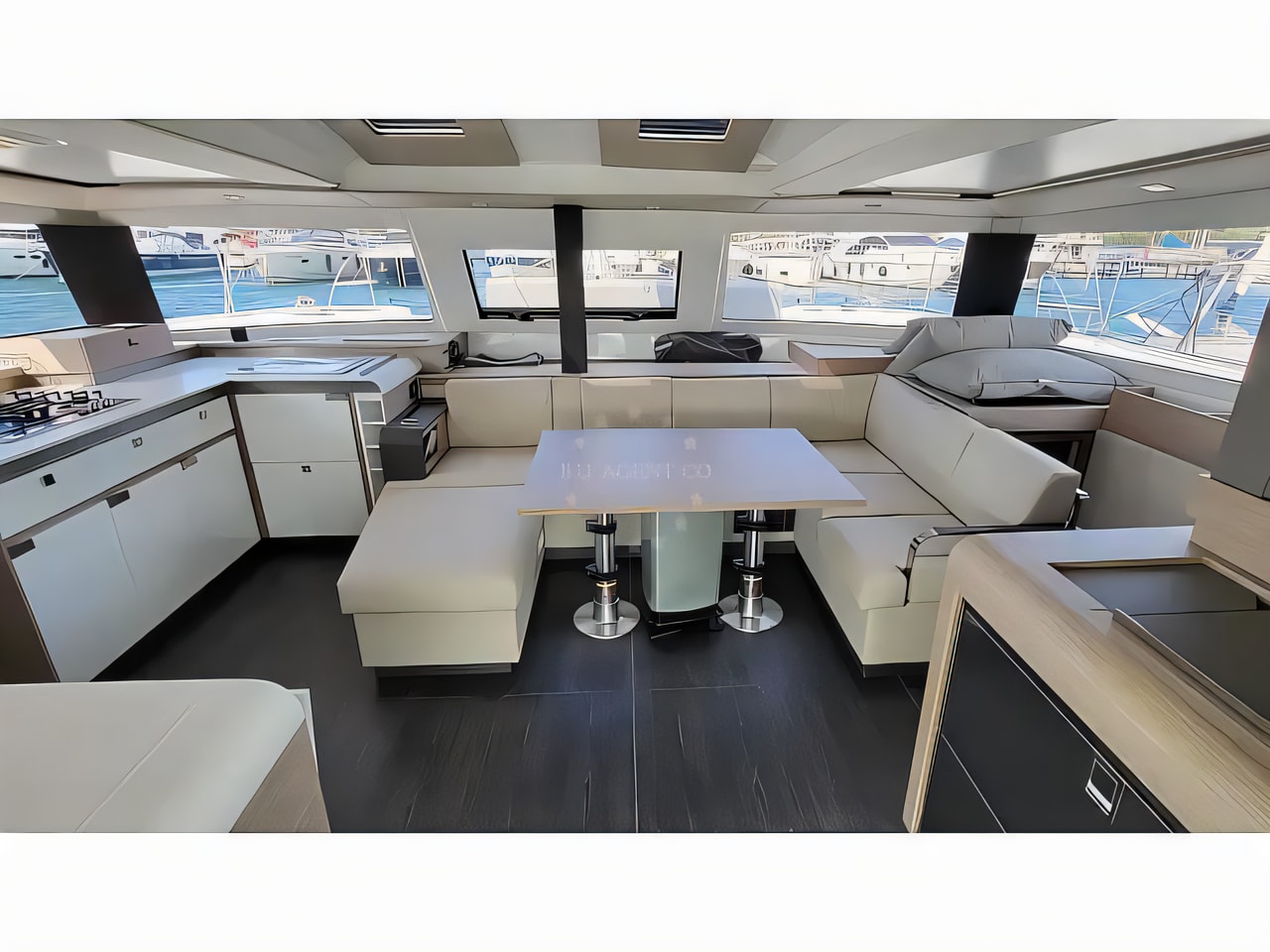 Layout of Elba 45 catamaran with 3 cabins Croatia yacht charter
