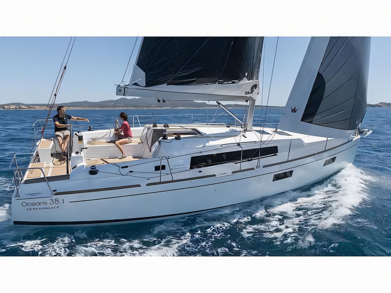 Exterior overview of Oceanis 38.1 7 Personen sail boat for charter from Rogoznica Marina Frapa in the Split sailing area Croatia
