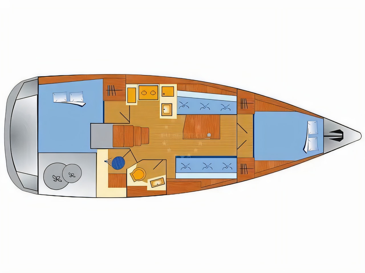 Interior of Oceanis 38.1.2 sail boat with 2 cabins Croatia yacht charter