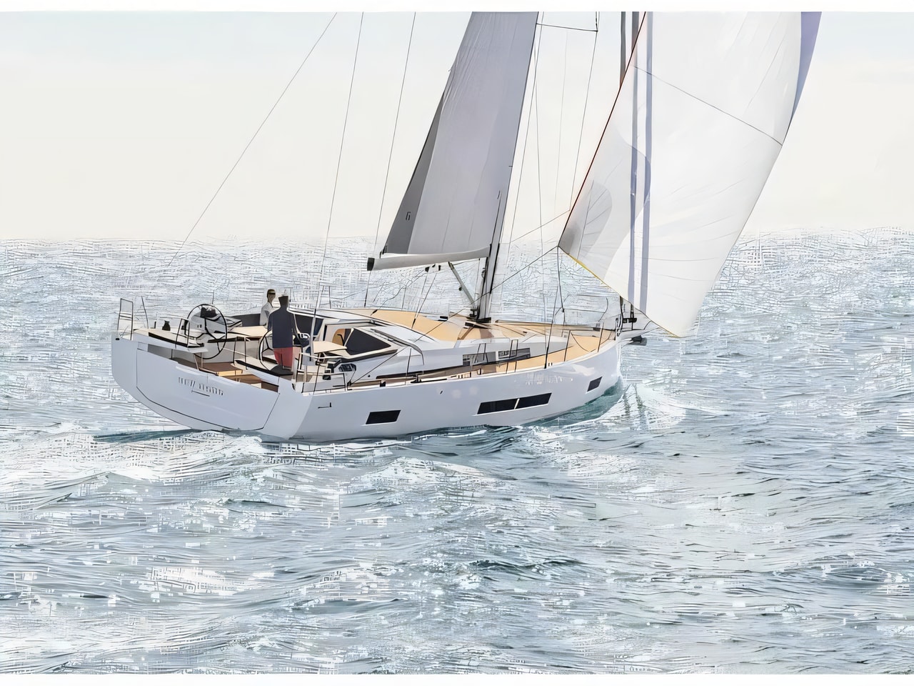 Exterior overview of Hanse 460 sail boat for charter from Rogoznica Marina Frapa in the Split sailing area Croatia