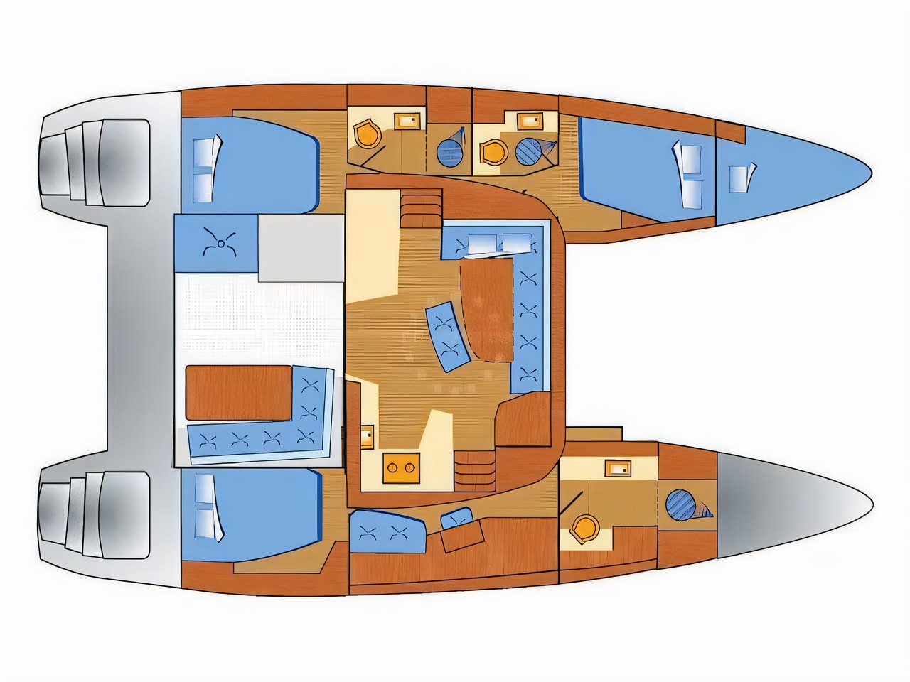 Interior of Lagoon 42.3 catamaran with 4 cabins Croatia yacht charter