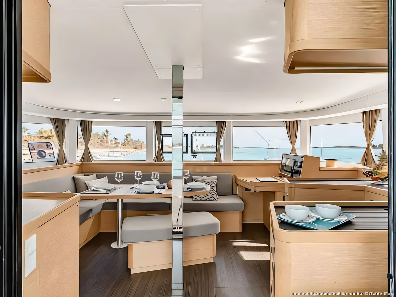 Layout of Lagoon 42.3 catamaran with 4 cabins Croatia yacht charter