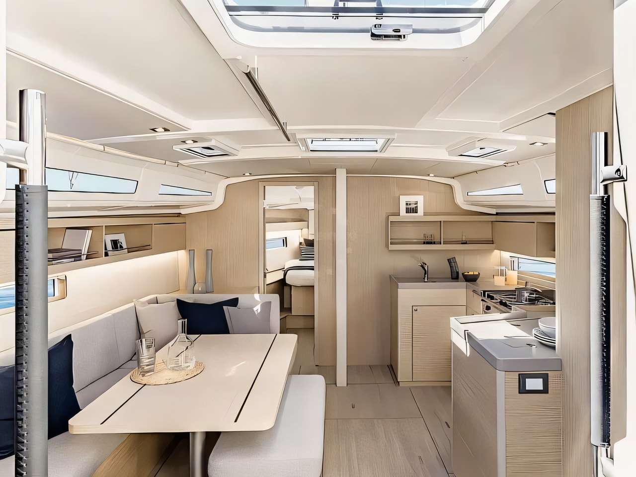 Layout of Oceanis 40.1 sail boat with 3 cabins Croatia yacht charter
