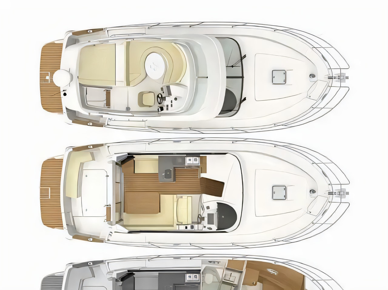 Interior of Beneteau Antares 36 motor boat with 2 cabins Croatia yacht charter