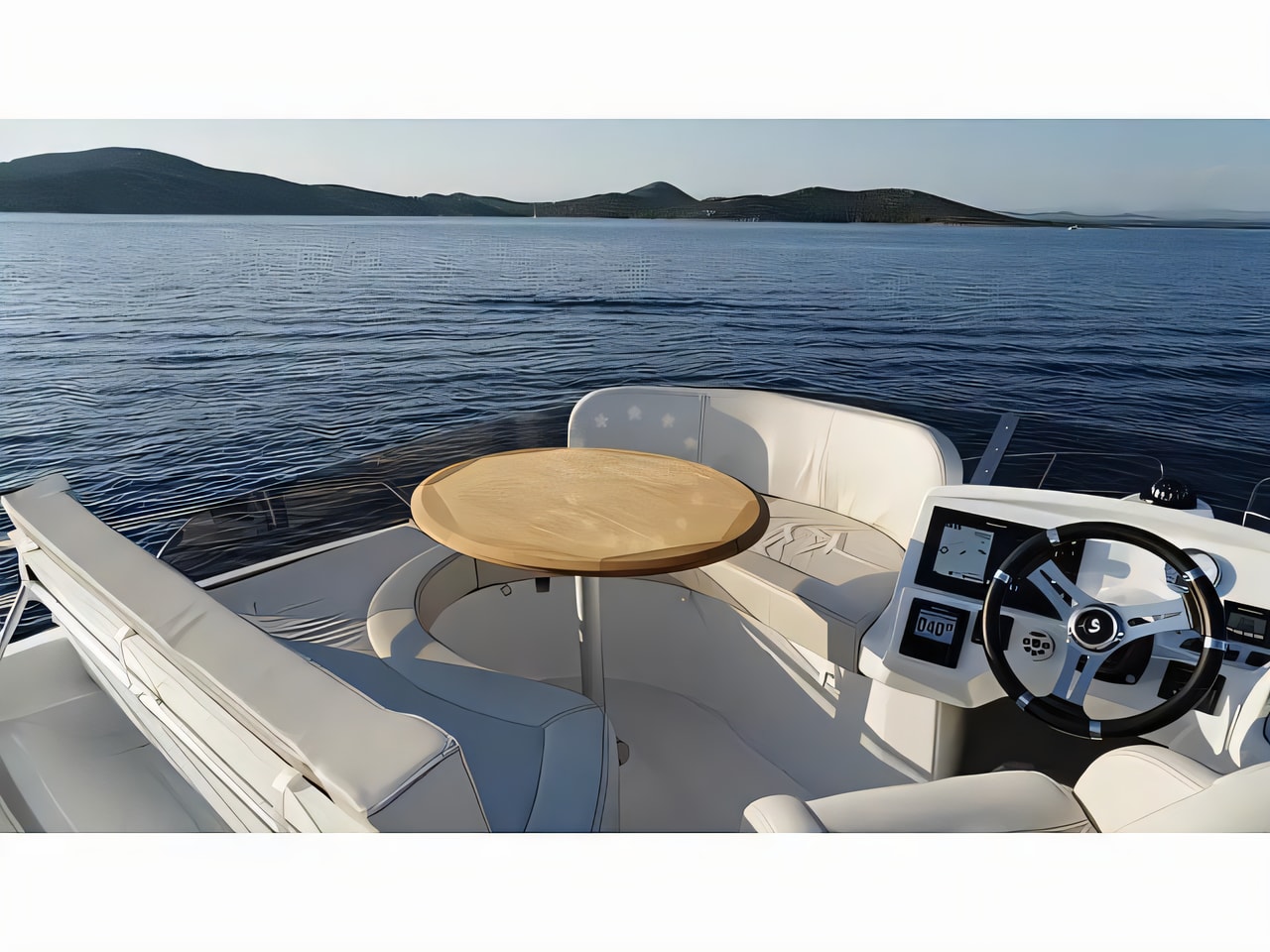 Layout of Beneteau Antares 36 motor boat with 2 cabins Croatia yacht charter
