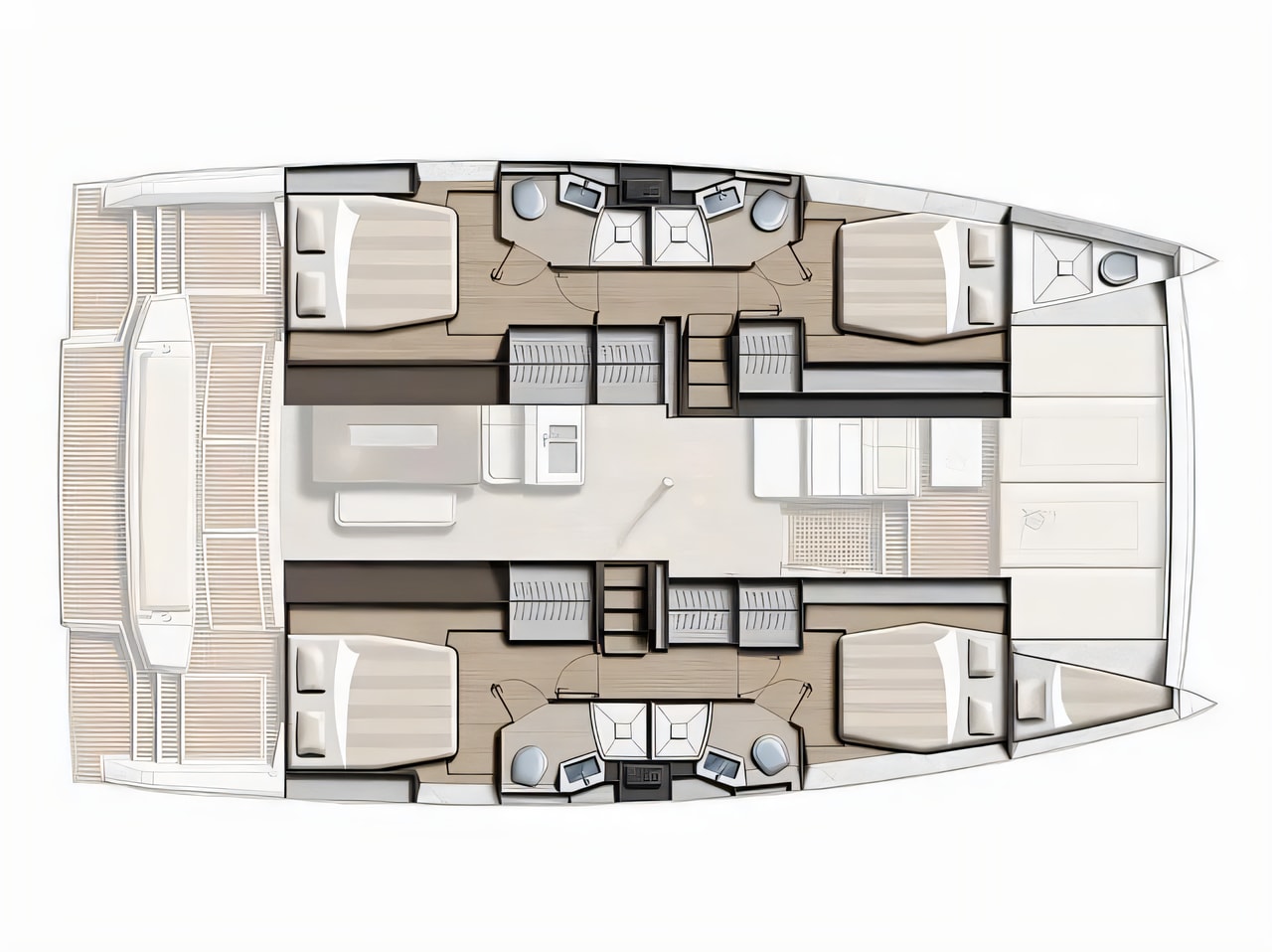 Interior of Bali 4.6 catamaran with 5 cabins Croatia yacht charter